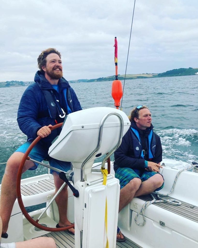 Helming during Day Skipper Course as we head to the Helford River